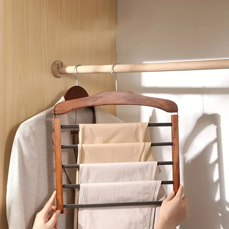 Walnut Wood Multi-Bar Pant Hanger
