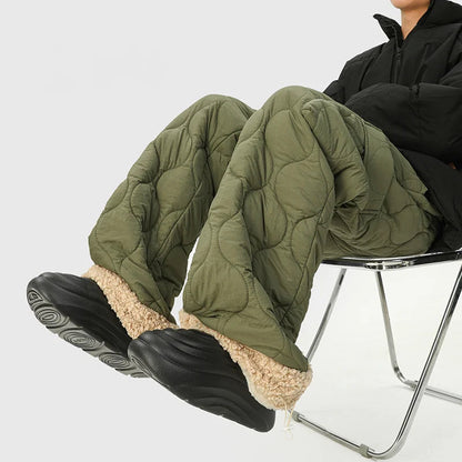 Oscar Quilted Wide-Leg Quilted Pants | Non-Fur Lined Solid Pants