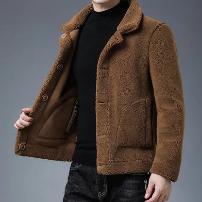 Oscar Relaxed Fit Sherpa Jacket | Collared Button Front Jacket