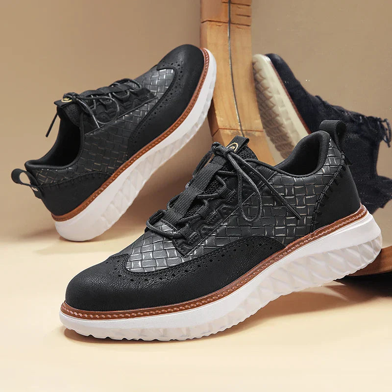 Oliver Low-Top Oxford Sneakers | Brogue Detailing Basketweave Sneakers