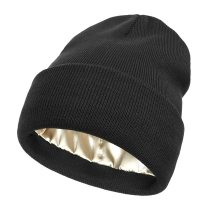 Isla Fitted Beanie | Ribbed Cuffed Satin-Lined Beanie