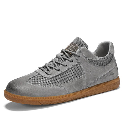Renlow Suede Low-Top Sneakers with Textured Mesh and Gum Sole
