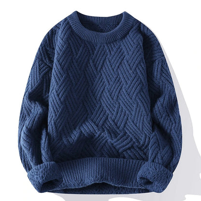 Freddie Relaxed Fit Sweater | Geometric Ribbed Hip-Length Sweater
