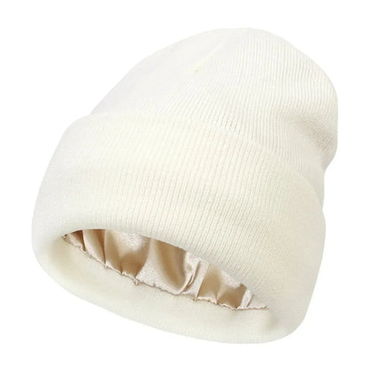 Isla Fitted Beanie | Ribbed Cuffed Satin-Lined Beanie