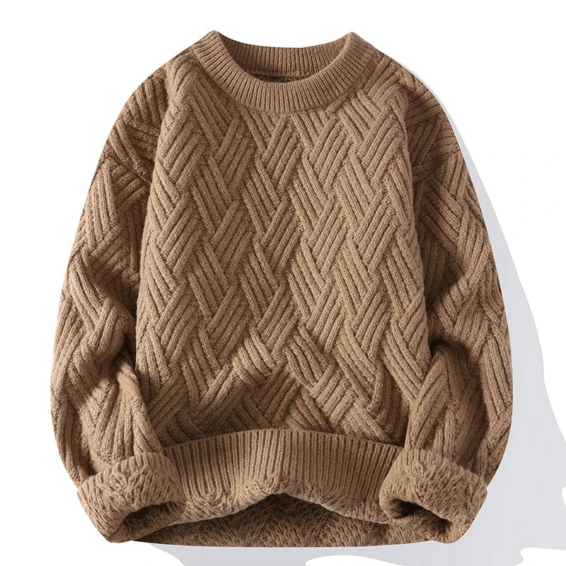 Freddie Relaxed Fit Sweater | Geometric Ribbed Hip-Length Sweater
