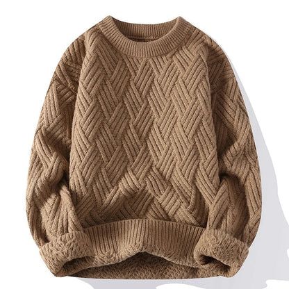 Freddie Relaxed Fit Sweater | Geometric Ribbed Hip-Length Sweater