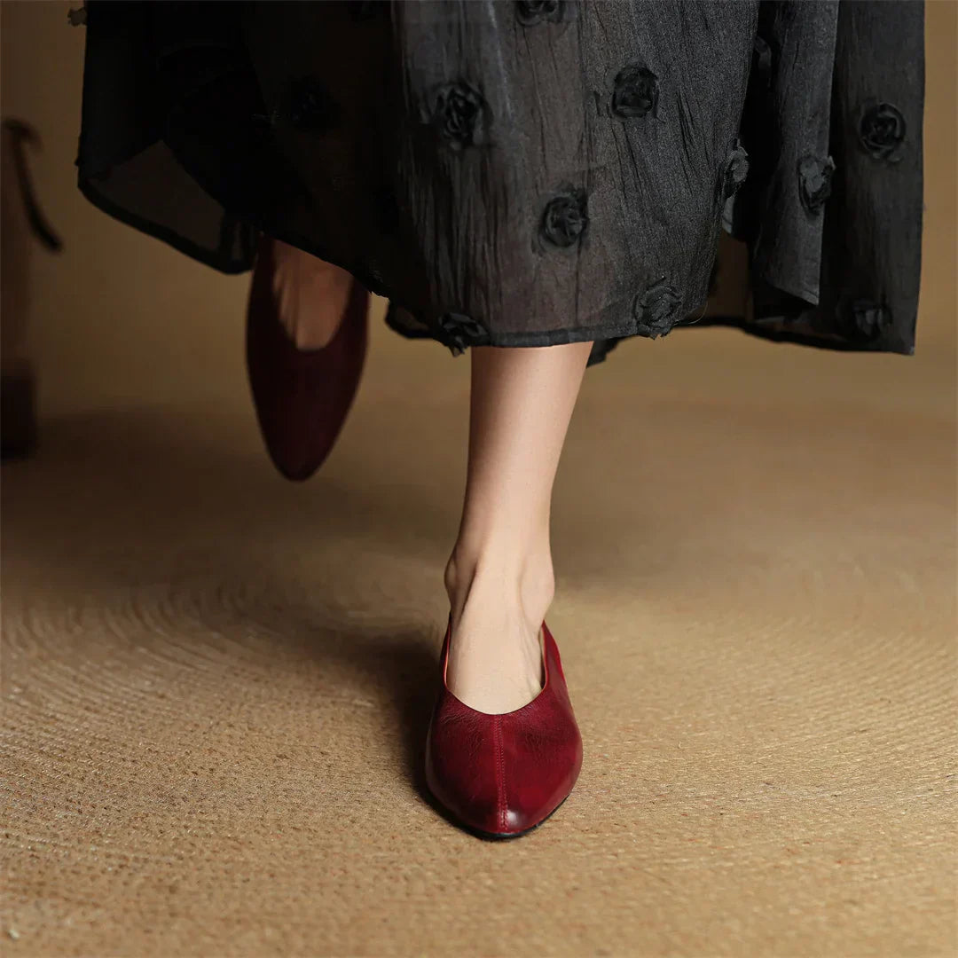 Viola Pointed Toe Slingback Flats | Solid V-Cut Vamp Flats