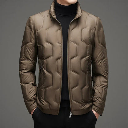 Jack Quilted Stand Collar Puffer Jacket | Zip Up Hip-Length Puffer Jacket