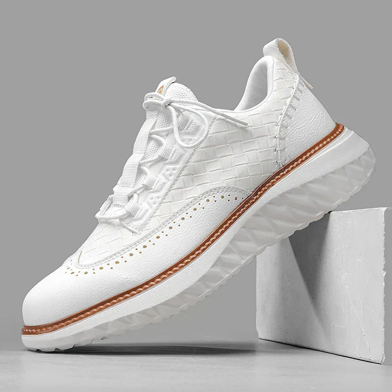 Oliver Low-Top Oxford Sneakers | Brogue Detailing Basketweave Sneakers