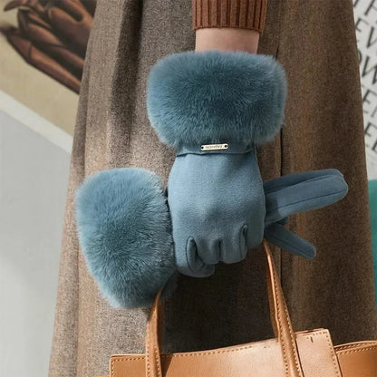 Amelia Fitted Fur Cuff Gloves | Metallic Accent Gloves