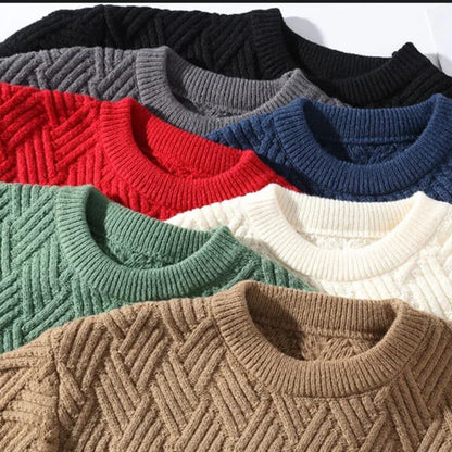 Freddie Relaxed Fit Sweater | Geometric Ribbed Hip-Length Sweater