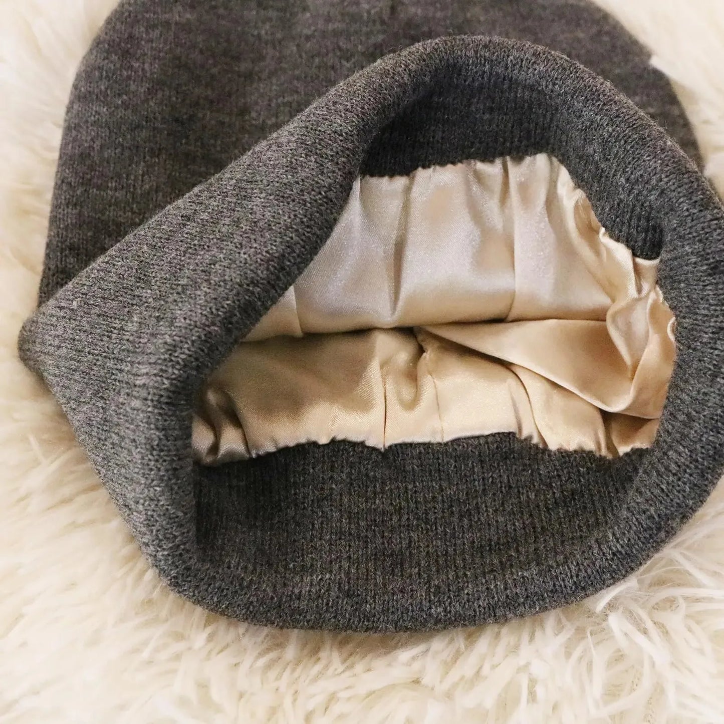 Isla Fitted Beanie | Ribbed Cuffed Satin-Lined Beanie
