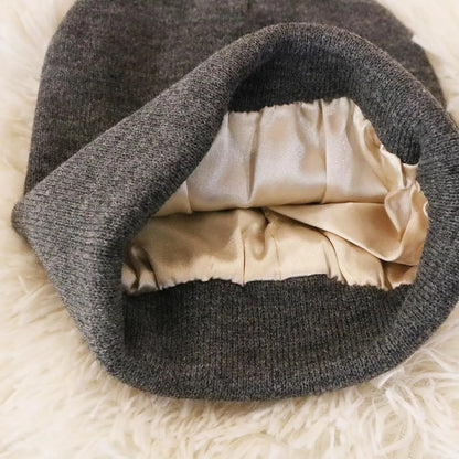 Isla Fitted Beanie | Ribbed Cuffed Satin-Lined Beanie