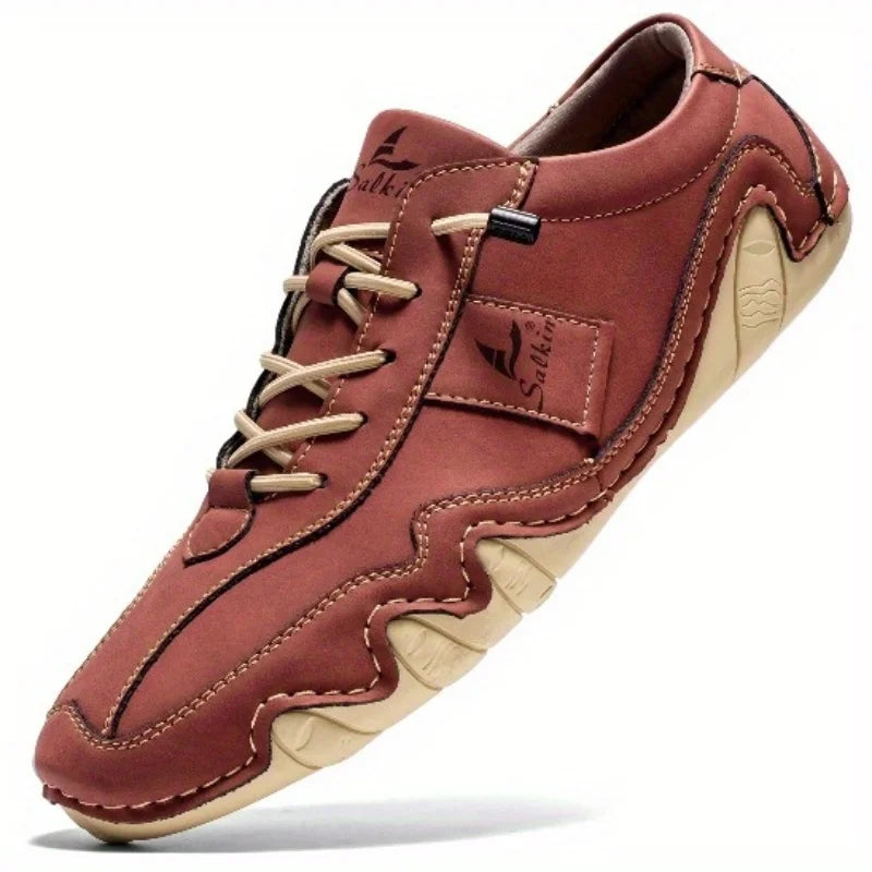 Oscar Low-Top Lace-Up Shoes | Contrast Stitching Ankle-Height Lace-Up Shoes