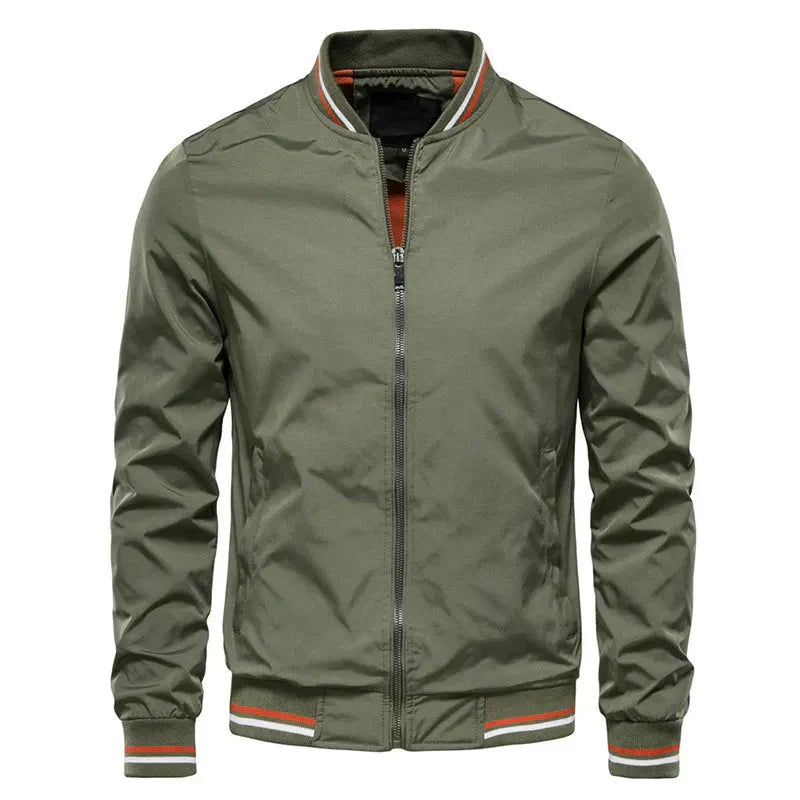 Freddie Regular Fit Bomber Jacket | Ribbed Trim Striped Trim Bomber Jacket