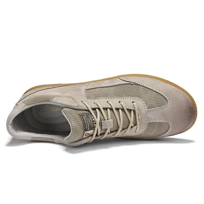 Renlow Suede Low-Top Sneakers with Textured Mesh and Gum Sole
