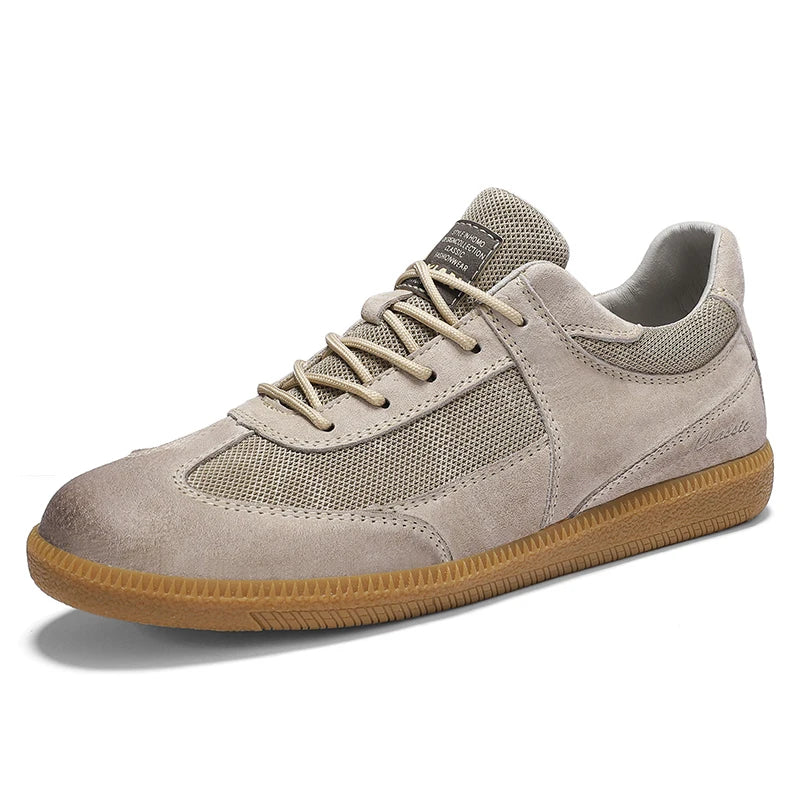 Renlow Suede Low-Top Sneakers with Textured Mesh and Gum Sole