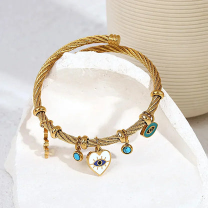 Isla Charm Cuff Bracelet | Twisted Band Charm Embellished Bracelet