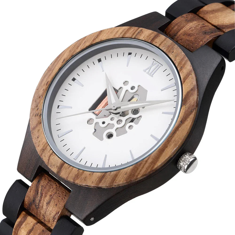 Theodore Wooden Analog Watch | Link Bracelet Round Face Analog Watch