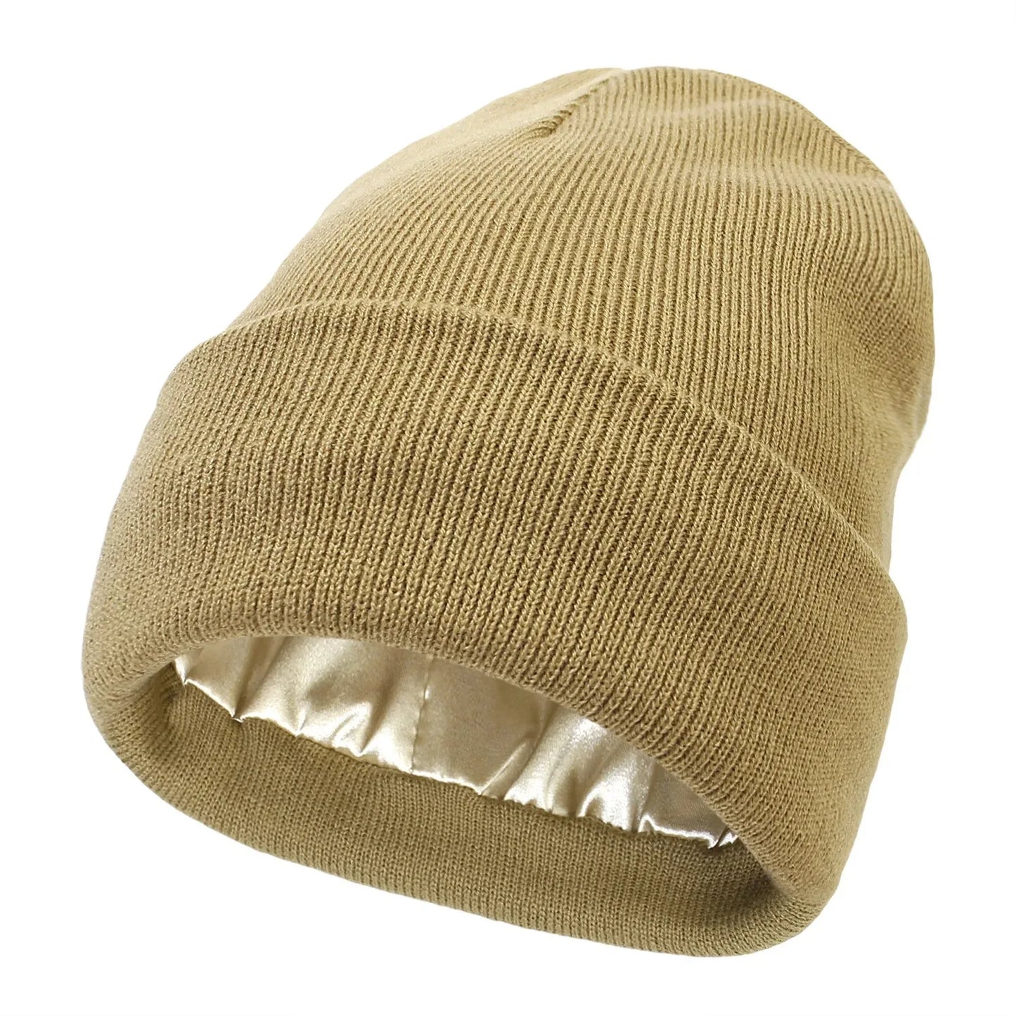 Isla Fitted Beanie | Ribbed Cuffed Satin-Lined Beanie