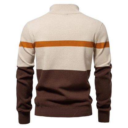 Oscar Color-Block Ribbed Quarter-Zip Sweater | Regular Fit Hip-Length Sweater
