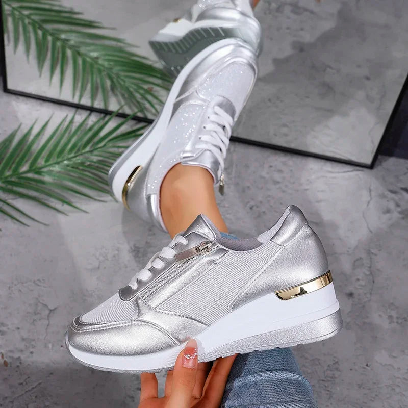 Ivy Platform Sneakers | Solid Ankle-High Lace-Up Sneakers