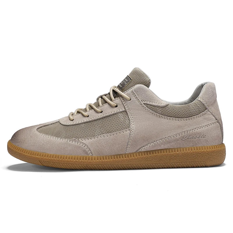 Renlow Suede Low-Top Sneakers with Textured Mesh and Gum Sole
