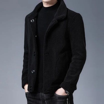 Oscar Relaxed Fit Sherpa Jacket | Collared Button Front Jacket