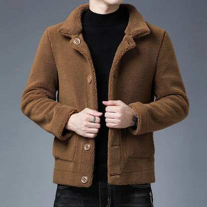 Oscar Relaxed Fit Sherpa Jacket | Collared Button Front Jacket