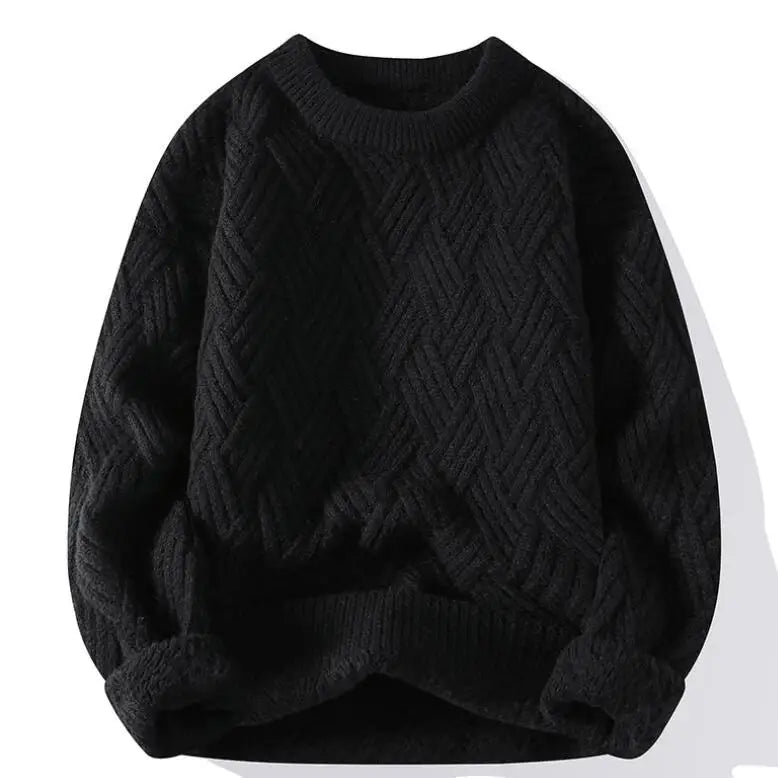 Freddie Relaxed Fit Sweater | Geometric Ribbed Hip-Length Sweater