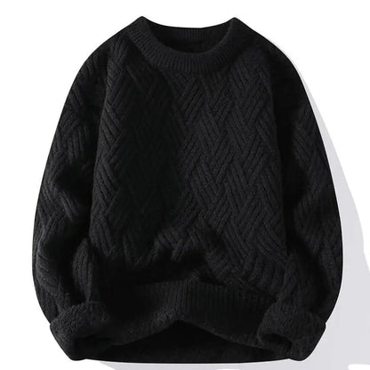 Freddie Relaxed Fit Sweater | Geometric Ribbed Hip-Length Sweater