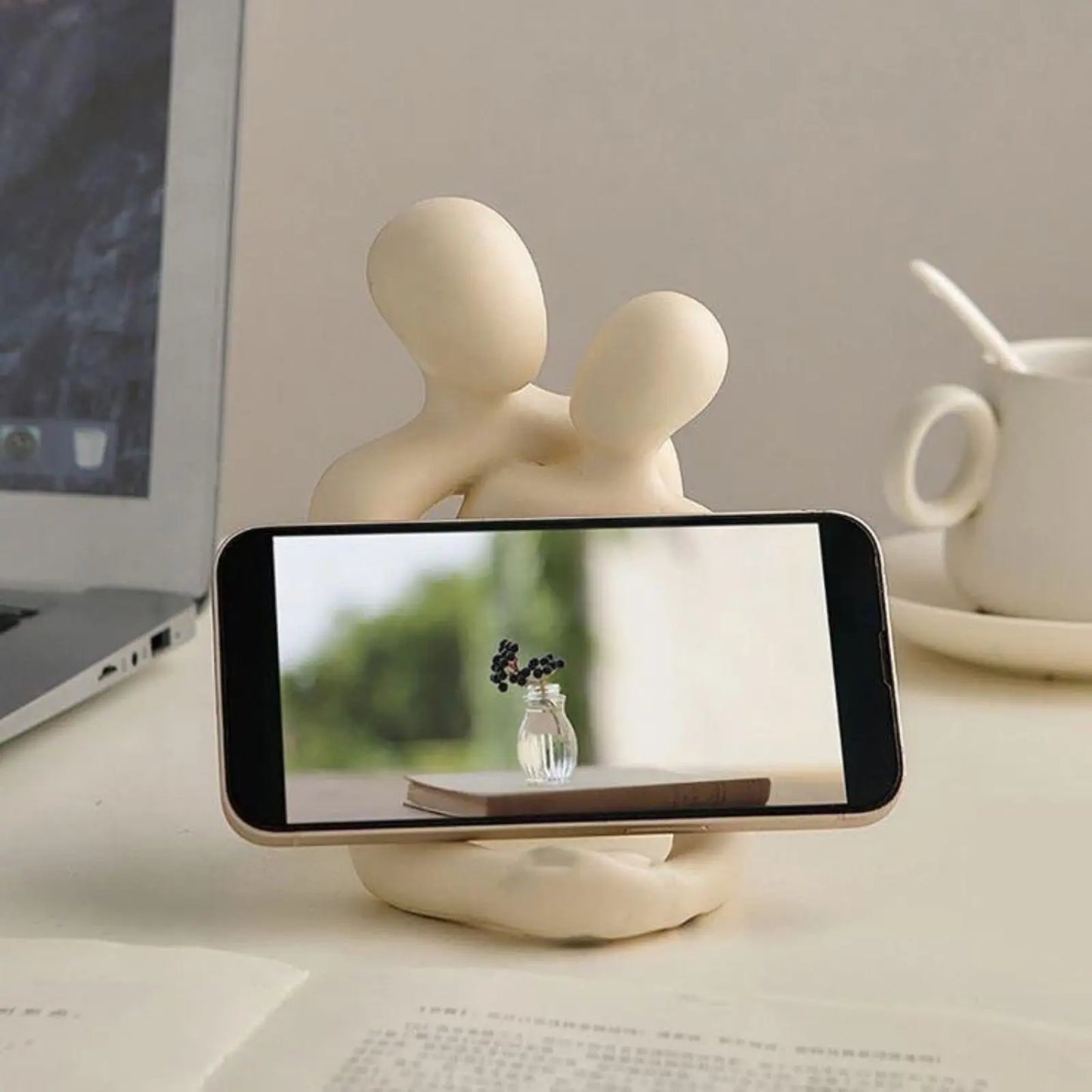 Modern Resin Couple Statue with Abstract Embrace