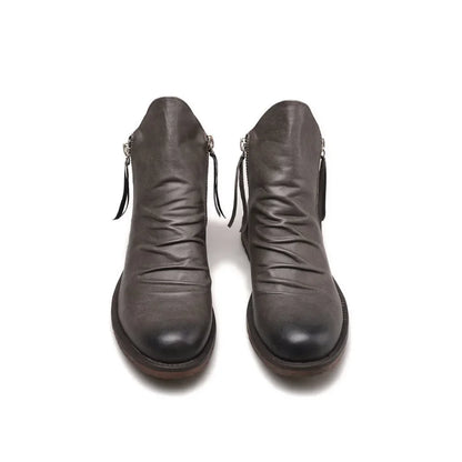 Sebastian Ankle-Length Boots | Ruched Burnished Toe Boots