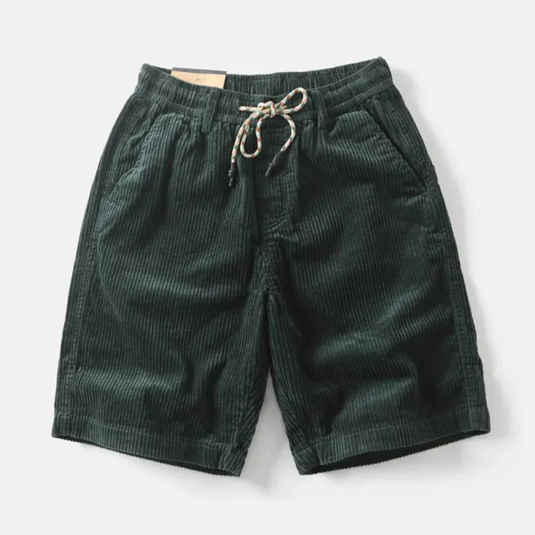 Relaxed Corduroy Knee-Length Shorts with Adjustable Waist Detail