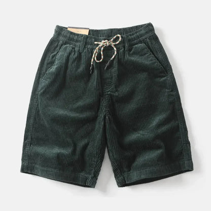 Relaxed Corduroy Knee-Length Shorts with Adjustable Waist Detail