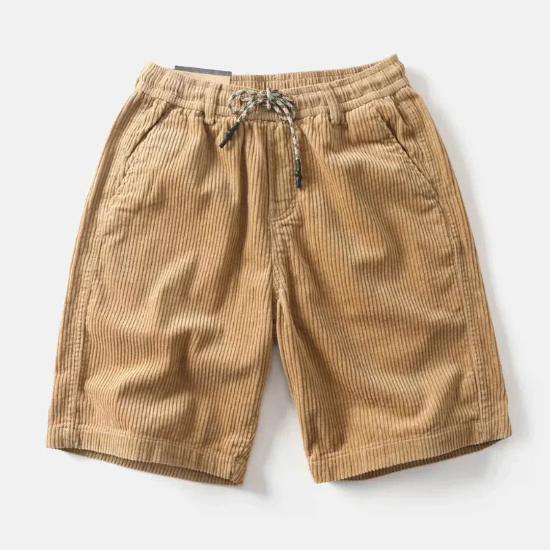 Relaxed Corduroy Knee-Length Shorts with Adjustable Waist Detail