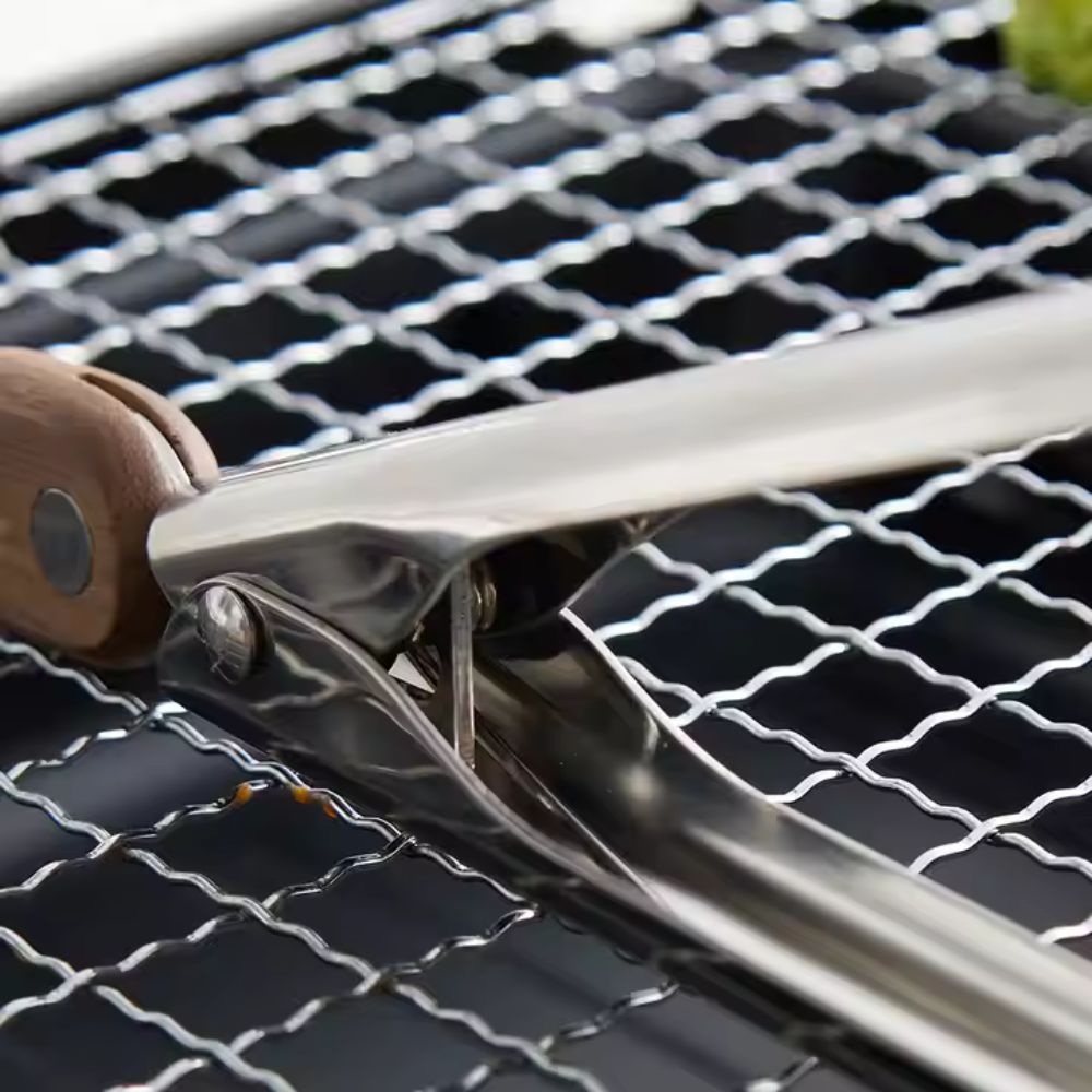Modern Wood Handle Cooking Tongs With Stainless Steel Body