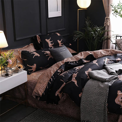 Contemporary Cotton Leopard Print Duvet Cover Set