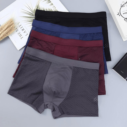 Joshua Fitted Thigh-Length Bamboo Boxer Briefs | Geometric Mesh Boxer Briefs