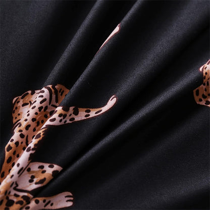 Contemporary Cotton Leopard Print Duvet Cover Set