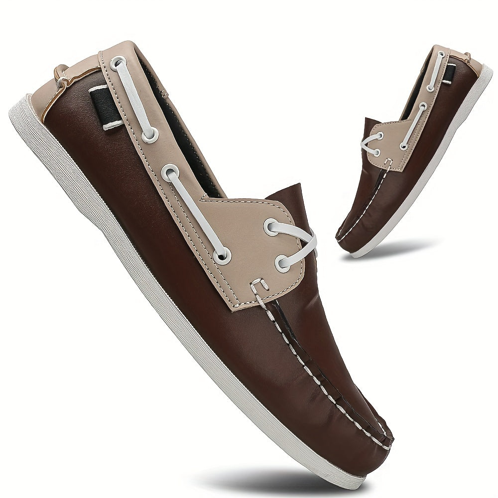 Thomas Leather Slip-On Boat Shoes – Color-Blocked Low-Top Design