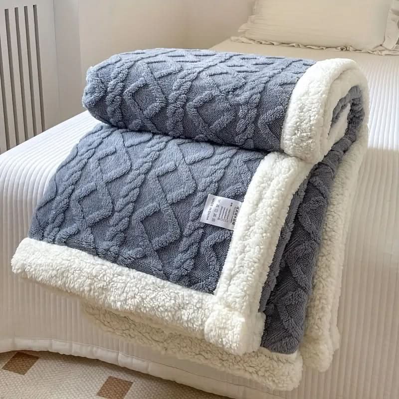 Cozy Faux Fur Throw Blanket With Cable Knit Design
