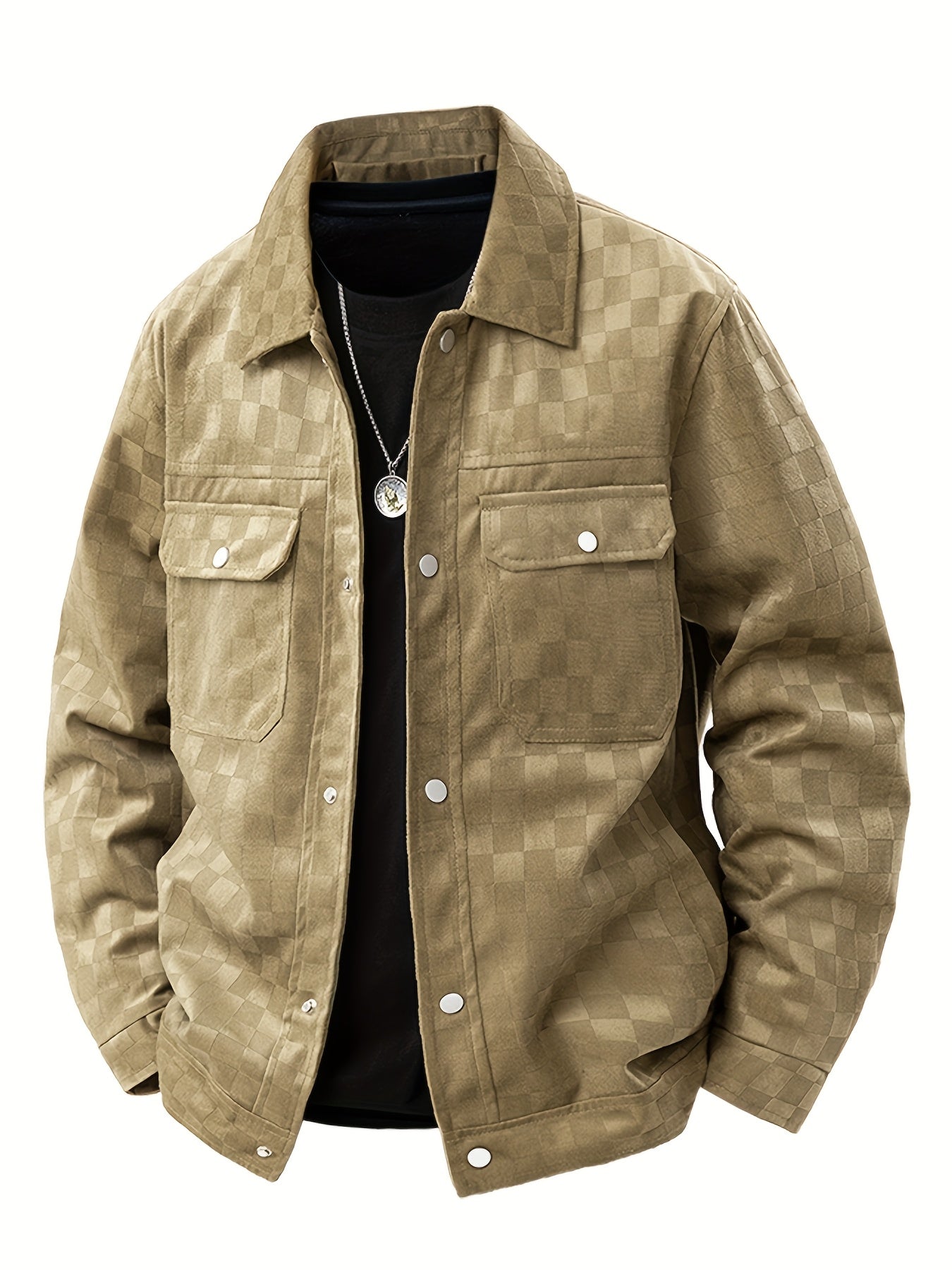 Leo Relaxed Fit Trucker Jacket | Checkered Button Front Trucker Jacket