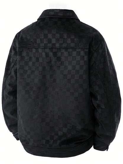 Leo Relaxed Fit Trucker Jacket | Checkered Button Front Trucker Jacket