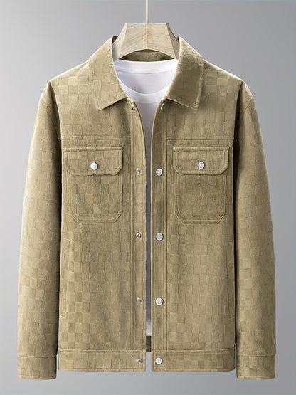 Leo Relaxed Fit Trucker Jacket | Checkered Button Front Trucker Jacket