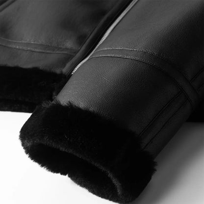 Sherpa-Lined Aviator Jacket