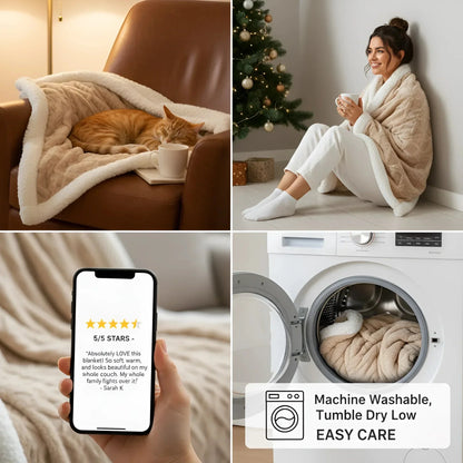 Contemporary Sherpa Throw Blanket with Diamond Texture